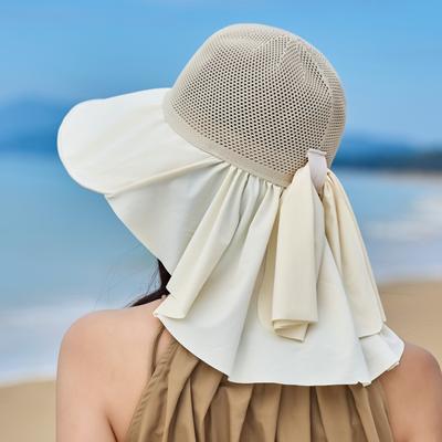 Women'S Ice Silk Mask Hat Set Outdoor Eaves Neck Bucket Hat Drying Feeling Travel Uv Protection Sun Hat