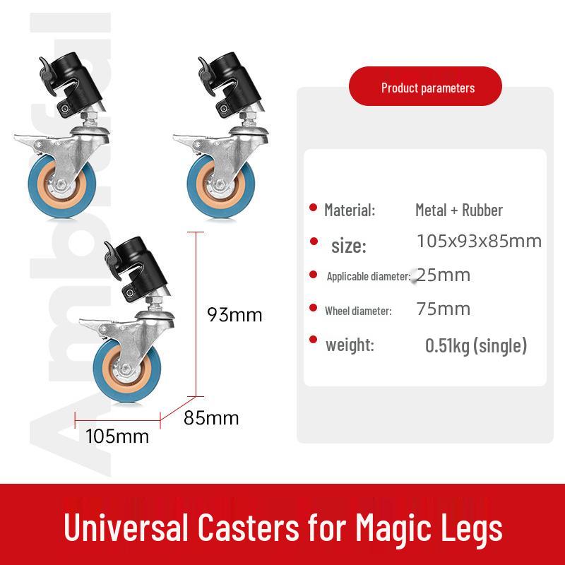 Ambitful Zhi Jie Photography Light Stand with Brakes - 22mm Tripod Legs and Universal Caster Wheels
