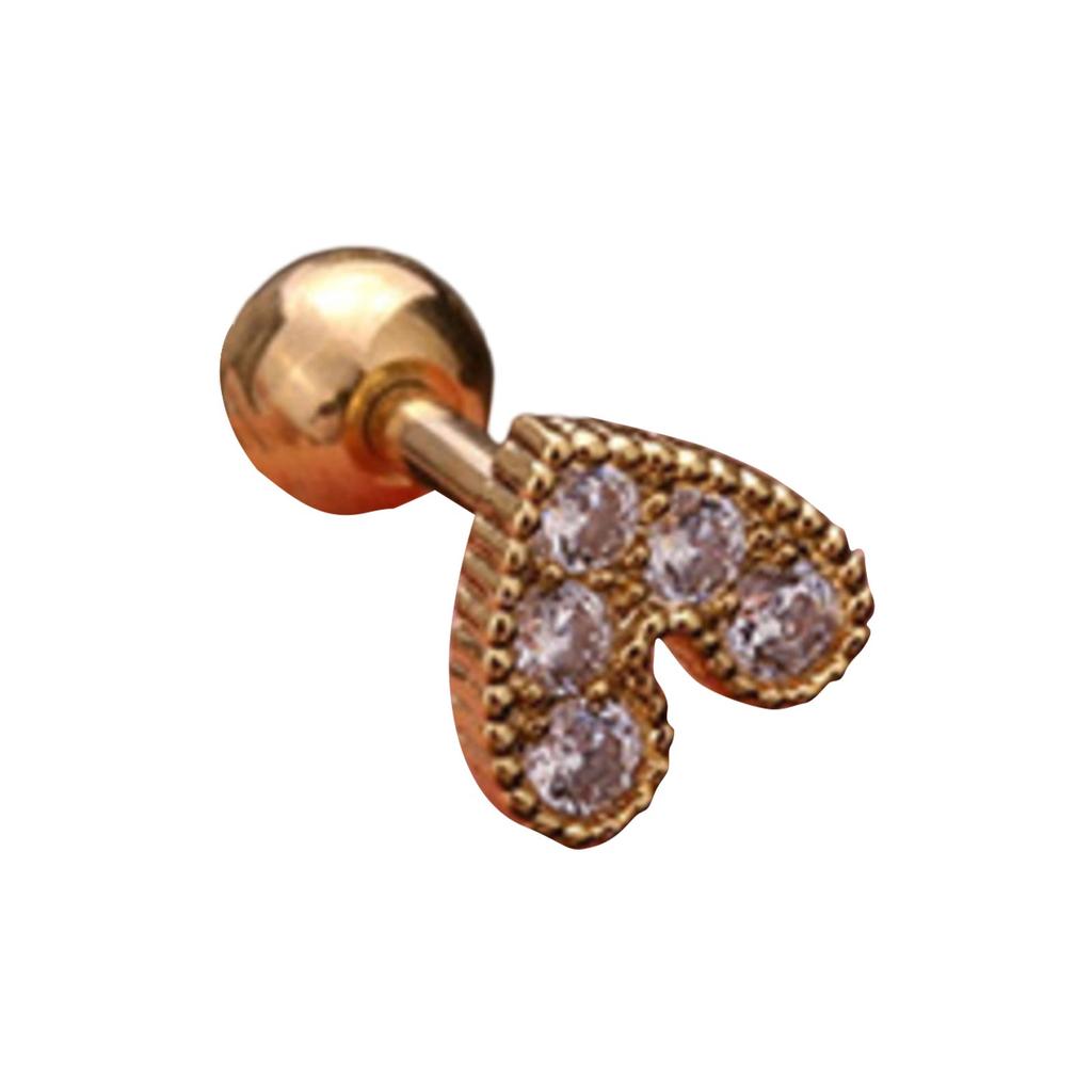 Titanium Steel & Stainless Steel Post Crown Ear Studs With Micro-Pavé Zircon - Screw-Back Ball Fashion Earrings For Western Piercing Jewelry