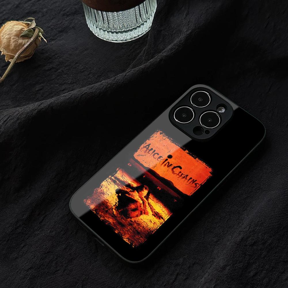 Retro Musik Alice In Chains Handyhülle Gehärtetes Glas Für IPhone 16 17 13 14 12 15 11 Pro Max Plus Mini XR SE2020 Hülle