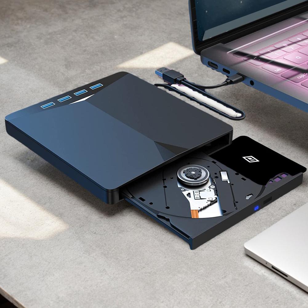 7 In 1 USB3.0 Type-C External CD DVD RW Optical Drive Plug-and-Play Slim for Windows 11/10/8/7/Linux/ OS