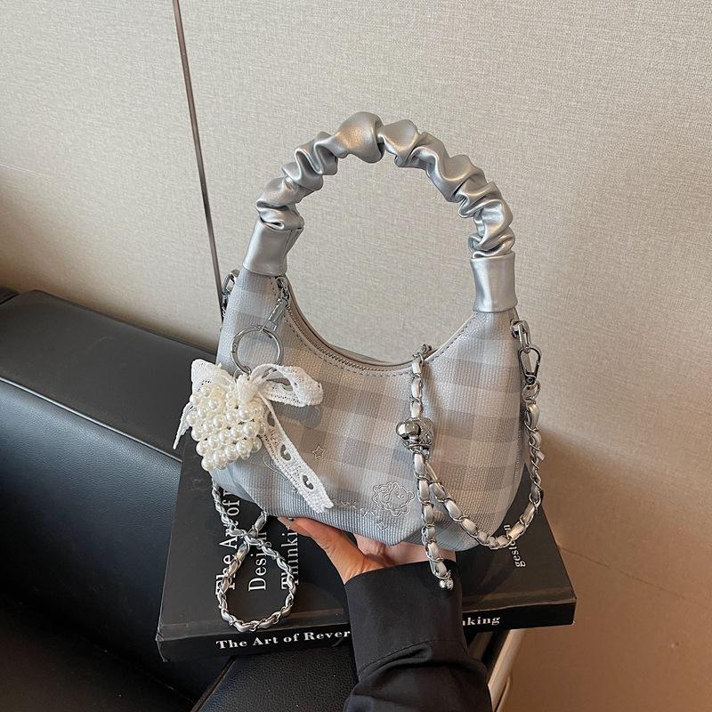 Original Design Girl Handbag Bag Simple New Shoulder Bag High Value Cute Versatile Plaid Messenger Women's Bag