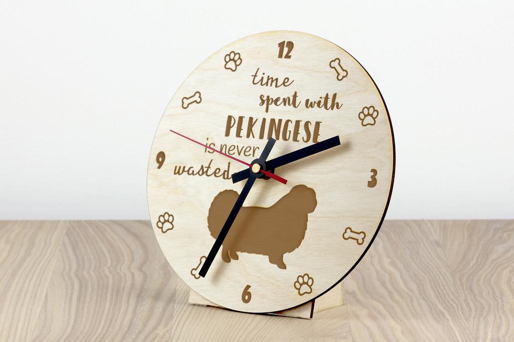 Pekingese, Pekinese, Peke - clock with dog, wooden clock with engraving, personalised clock by Art-Dog