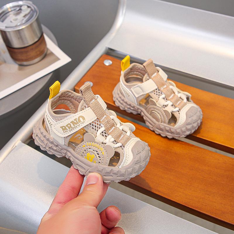 

Baby Walking Shoes Toes Capped Soft Sole Kids Beach Shoes Non-slip Mesh Breathable 2025 Summer New Boys Girls Sandals Hook&loop 16 хаки