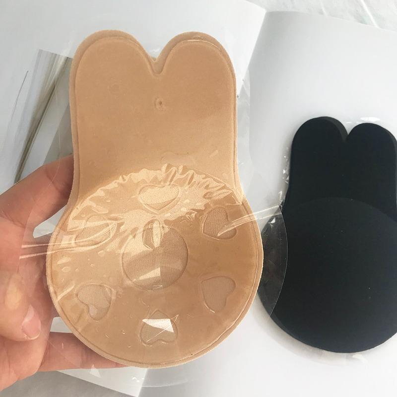 Women Push Up Bras Silicone Bio Paste Adhesive Bra Strapless Bra Nipple Cover Reusable Sticky Breast Lift Pads Rabbit Covers