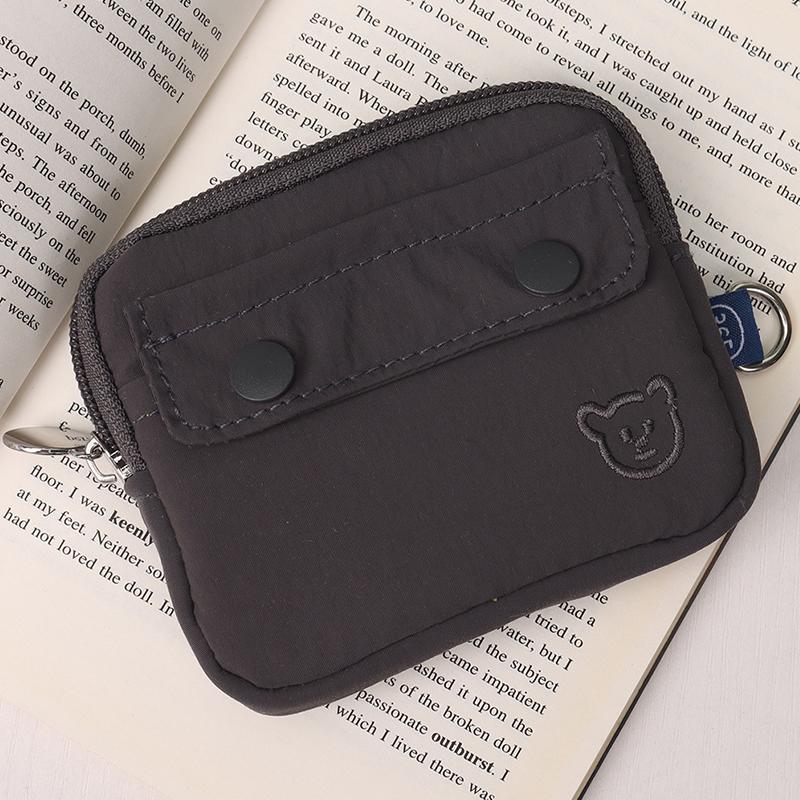 

Nylon Coin Purse Zipper Multi-Purpose Small Wallet Earphone Bag сірий колір