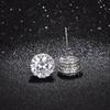 Sterling  AAA Cubic Zirconia Round Stud Earrings for Women Wedding Engagement Jewelry Fashion Female Accessories