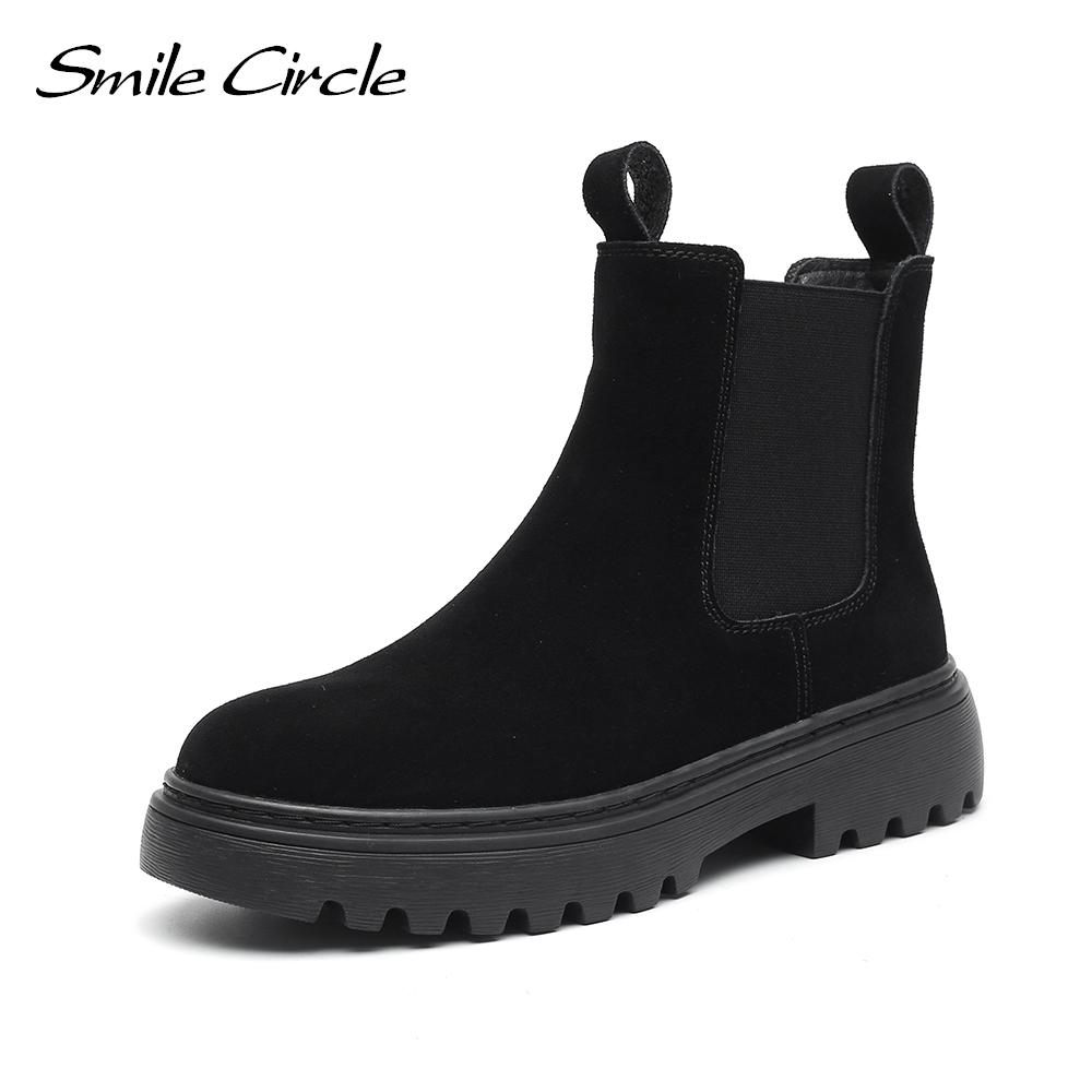 Chelsea Boots Suede Leather Ankle Boots Women Autumn Slip-On Platform Boots Fashion Booties Femme