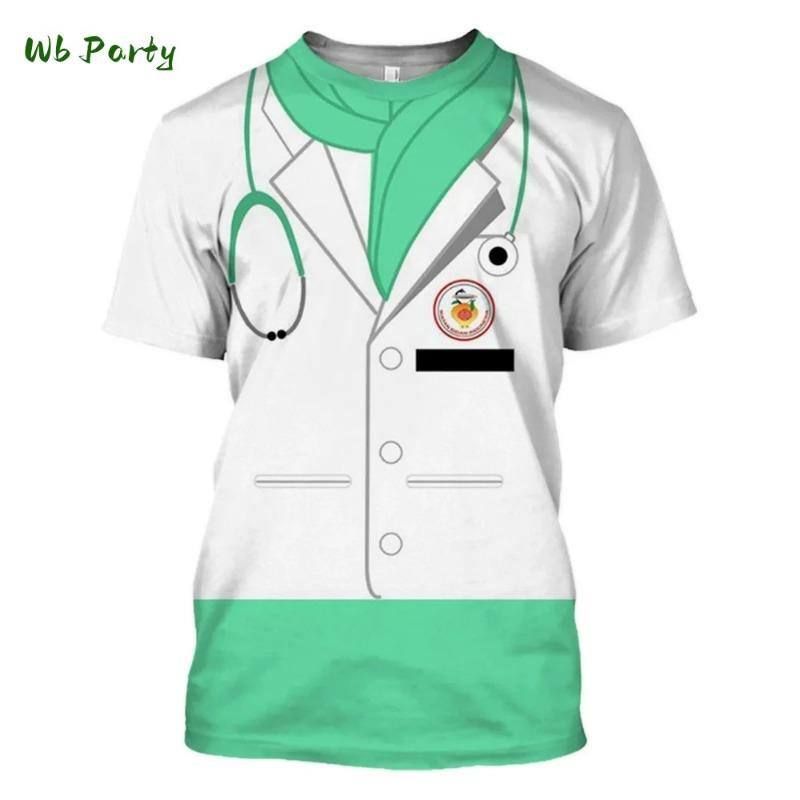 Police Uniform 3D Print Sports  Breathable Men T-shirt Street Cosplay Party Casual Parent-child Short Sleeve Clothing