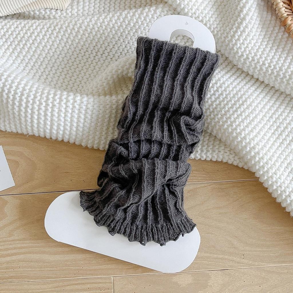 Damen Dunkelgraue Strick-Beinstulpen - Vielseitige Scrunch-Socken für Herbst & Winter