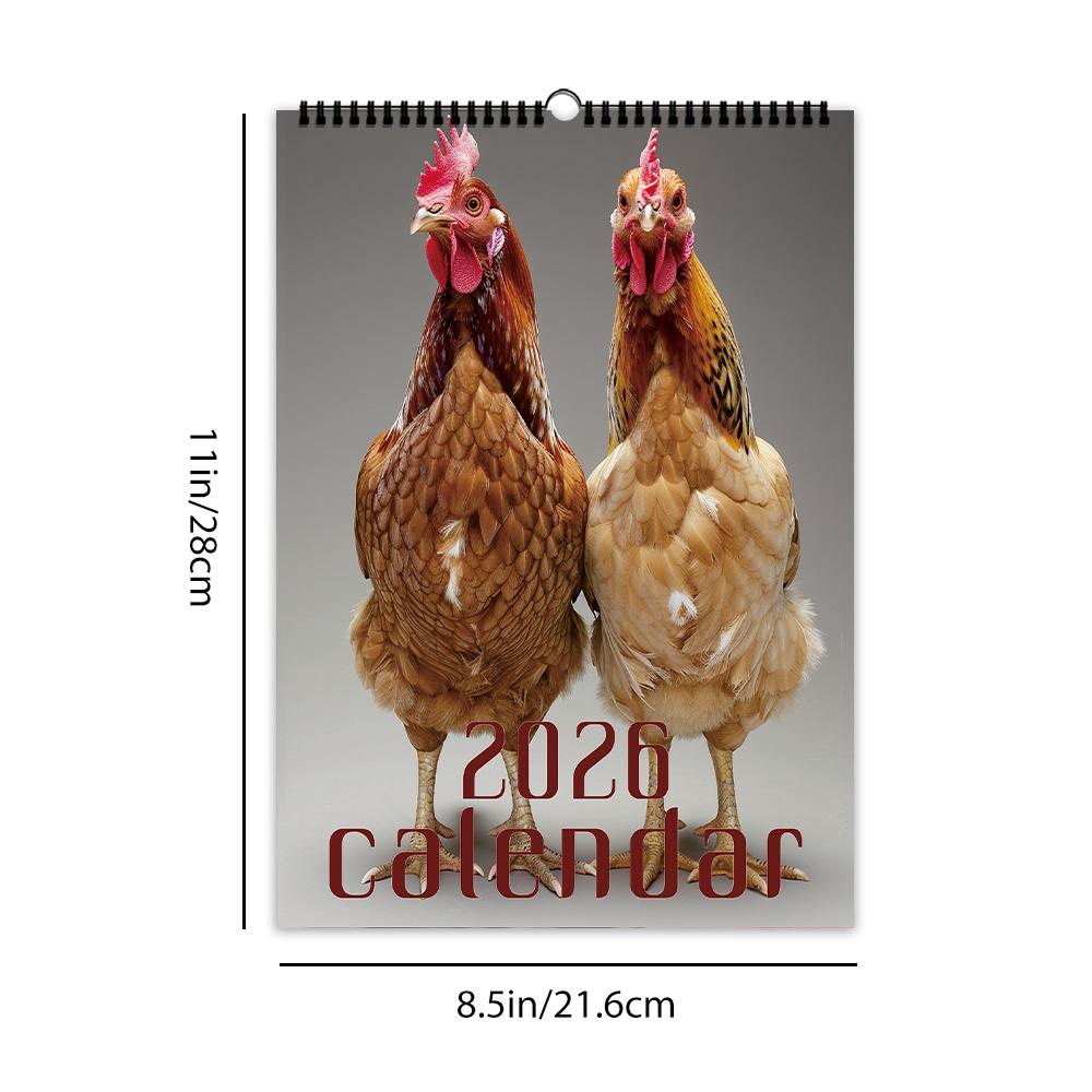 

1 шт. 2026 Абстрактный календарь с курицей, Юмористический настенный календарь, 12 уникальных дизайнов, Идеальный подарок на дни рождения, Рождество, Новый год.