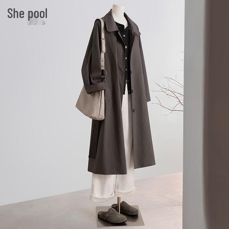 Women s Retro British Style Long Trench Coat L