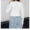 Womens Square Neck Ribbed Knit Long Sleeve Crop Top Casual Solid Color Fitted Blouse