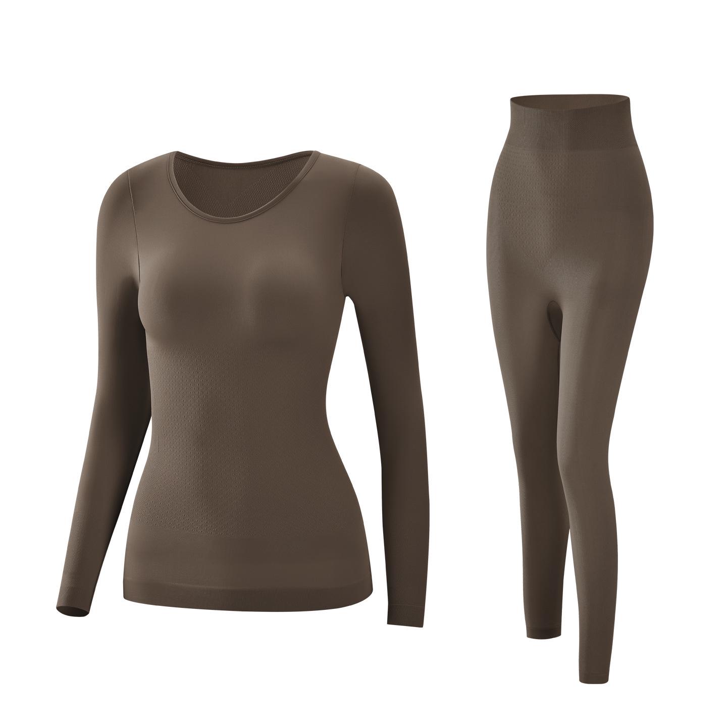 

Женский однотонный утягивающий теплый комплект нижнего белья - Формирующий базовый слой для осени L (52.5-65 kg)