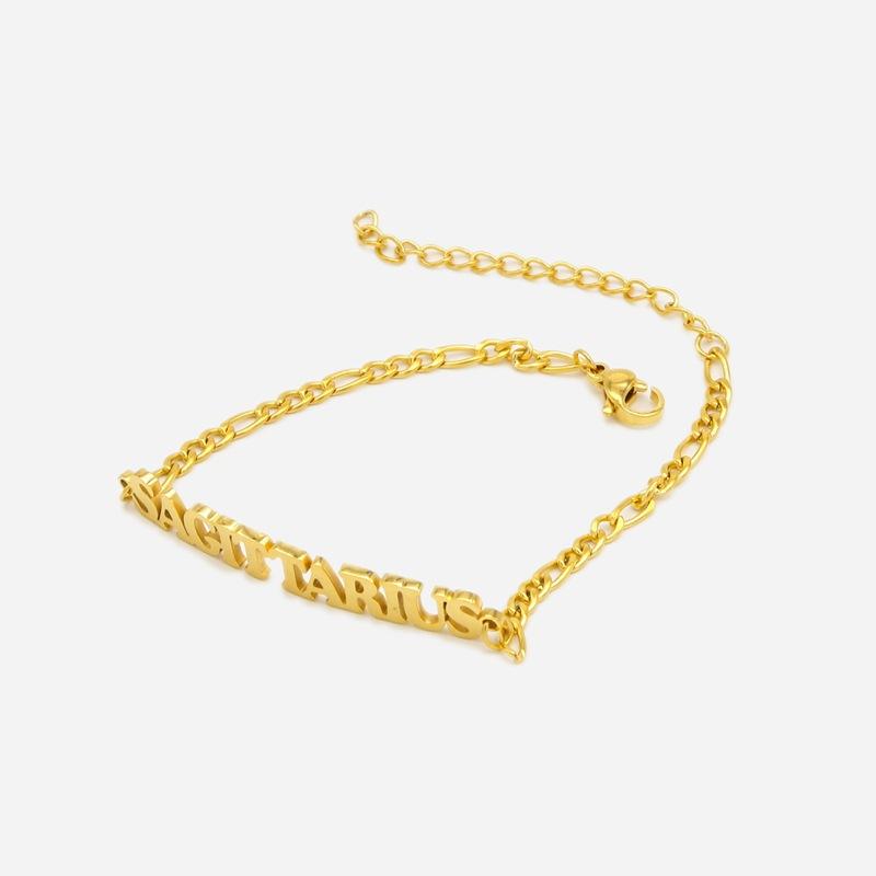 1 Pc Stainless Steel Fashion New Zodiac Letter Pendant Bracelet Jewelry NK Chain Twelve Constellations Birthday Gift
