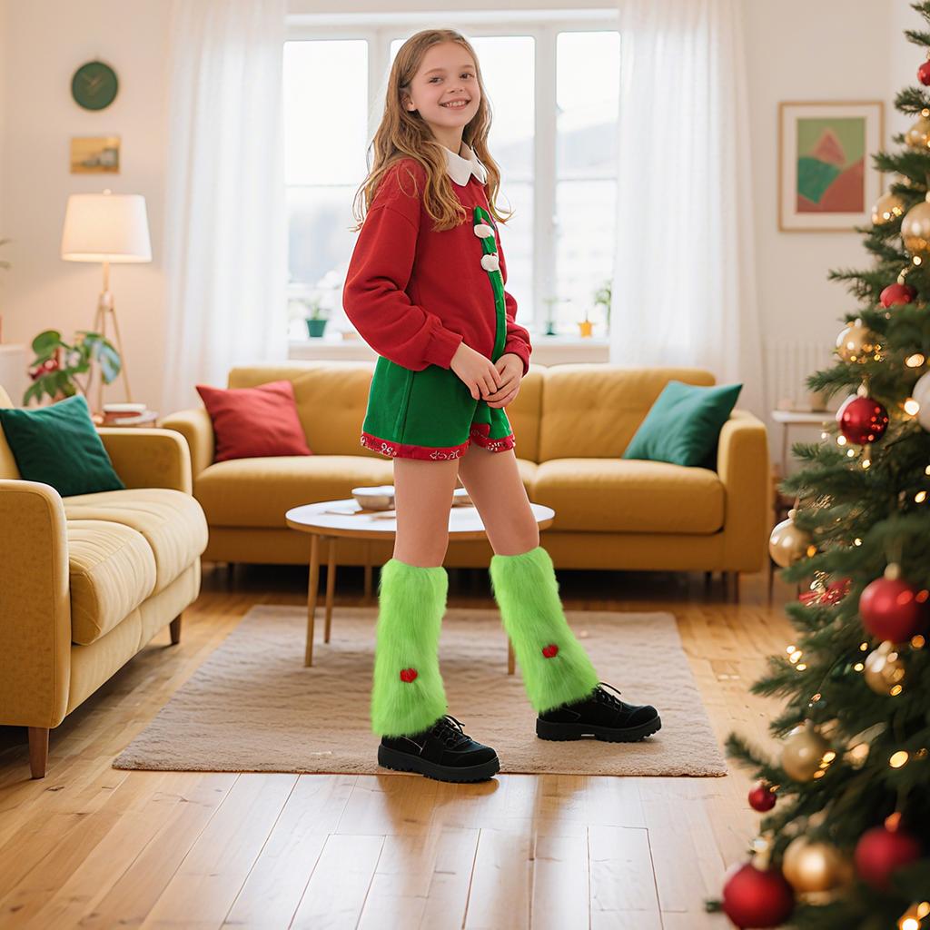 Women's Christmas Furry Socks Love Winter Plush Boot Covers