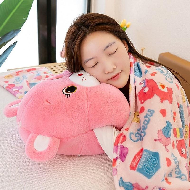 Adorable Animal Plush Bear Hand Warmer With Soft Blanket And Supportive Pillow Design