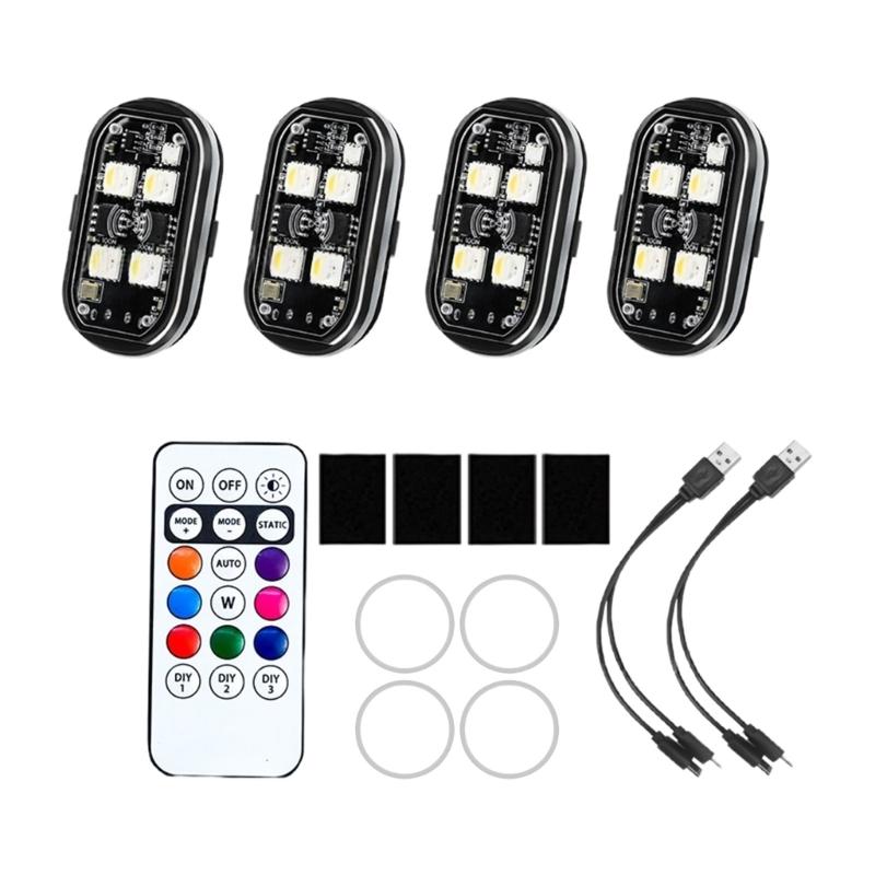 Remote Control Wireless LED Strobe Light USB Charging LED Emergency Warning Light for Car Motorcycle Aircraft Bike