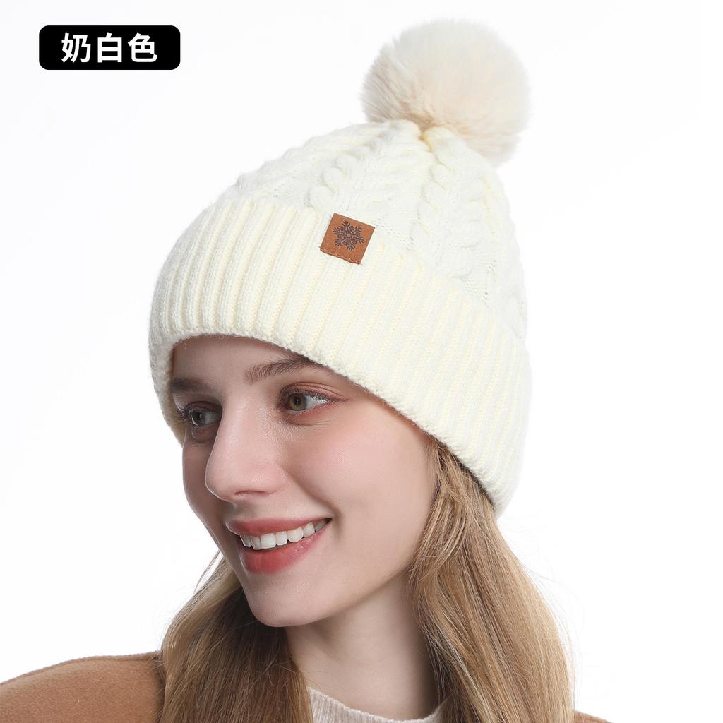 Winter Knitted Hat, Gloves, Hat, Scarf Three-piece Set, Winter Women's Outdoor Riding Double-layer Knitted Scarf