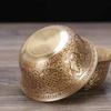 Mini Gold Brass Buddhist Bowl Auspicious Tibetan Tribute 25ml Engraving Holy Water Cup Meditation Bowl Home's Gift Decorative