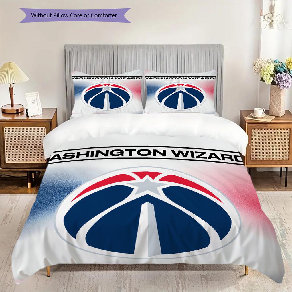 Washington Wizards Pattern Bedding Quilt Set Quilt Cover Pillowcase Home Decoration Birthday Gift (1 * duvet cover + 2 * pillowcase, without core)