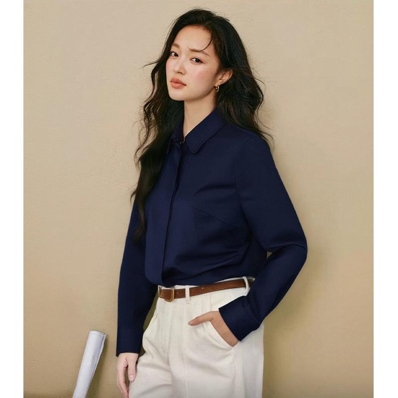 Women's White Professional Lapel Shirt, Early Spring 2026 - French Design, Long Sleeve, Niche Style