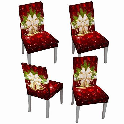 2/4/6pcs Christmas Red Bells Pattern Dining Chair Covers Covers, for Hotel, Dining Room, Office, Banquet