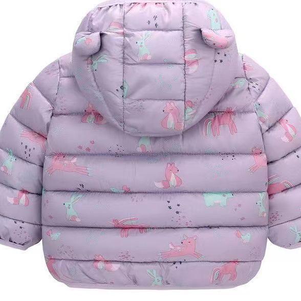Autumn and Winter Boys and Girls Hooded Down Jackets Warm Lightweight Cotton Coat Jacket fashion cute cartoon print cotton-padded clothes