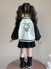 Girls' Cat-Themed Baseball Jacket - 2025 Spring/Autumn Casual Children's Top