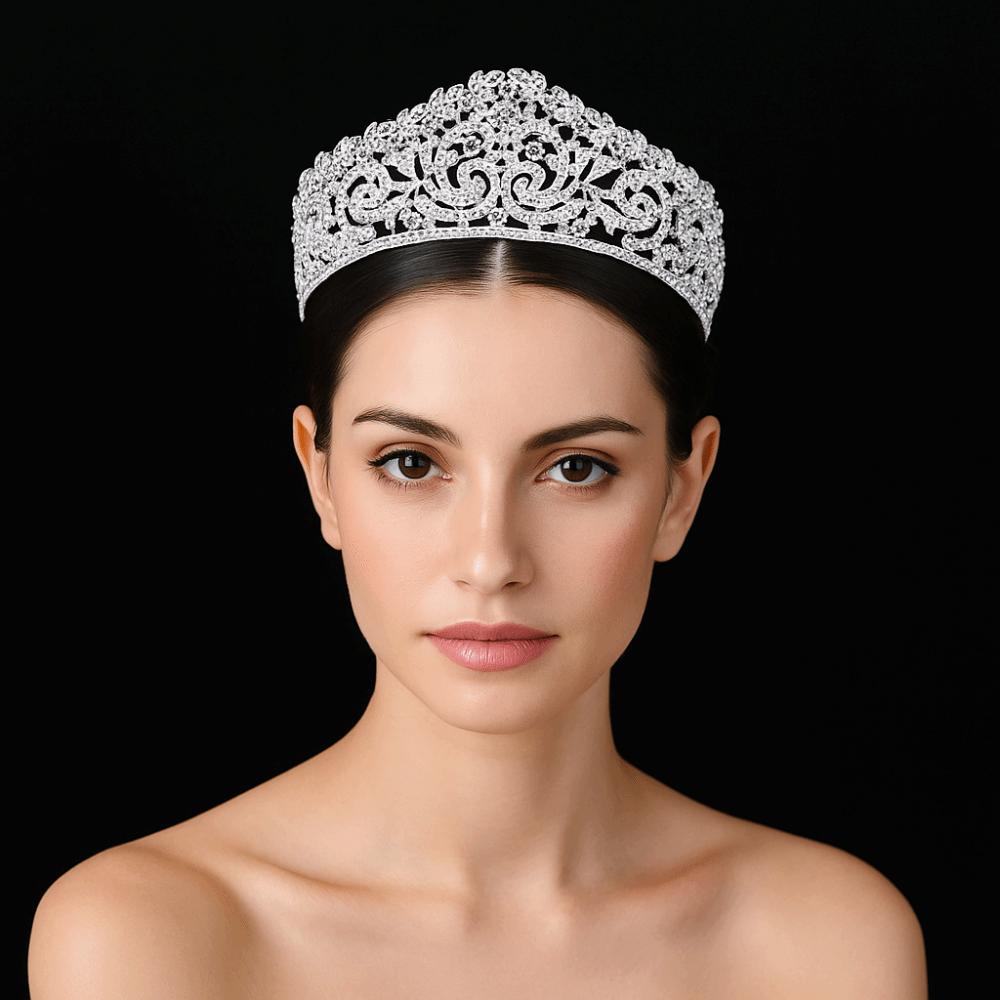 Zinc Zinc Alloy Princess Crown Baroque Crown Hair Accessory Luxury Rhinestone Tiara Wedding