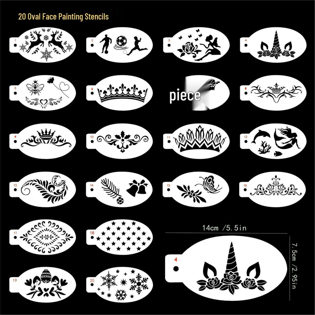 Kinderschmink-Schablonen-Set für Gesicht & Körper für Festivals & Bühnen-Make-up