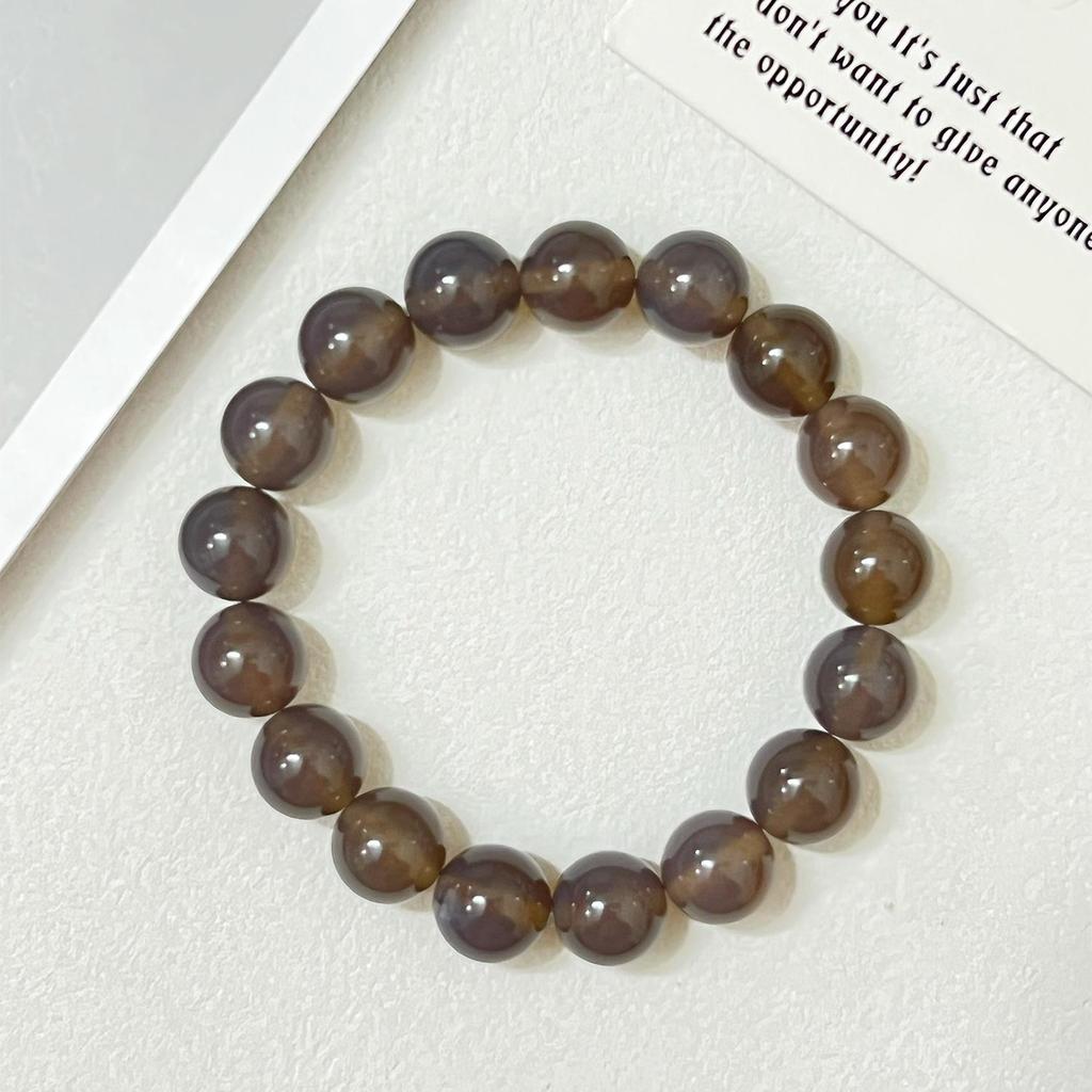 Men’s Agate Beaded Bracelet Natural Stone 12mm Round Beads Stretch Bangle Semi-Precious Gemstone DIY Jewelry Gifts