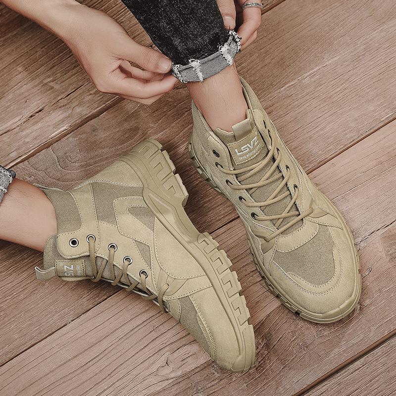 New Fashion Autumn And Winter Men's High Top Martin Boots Students Male Boys Trending Soft Sole Work Shoes Labor Protection Martin Sneakers