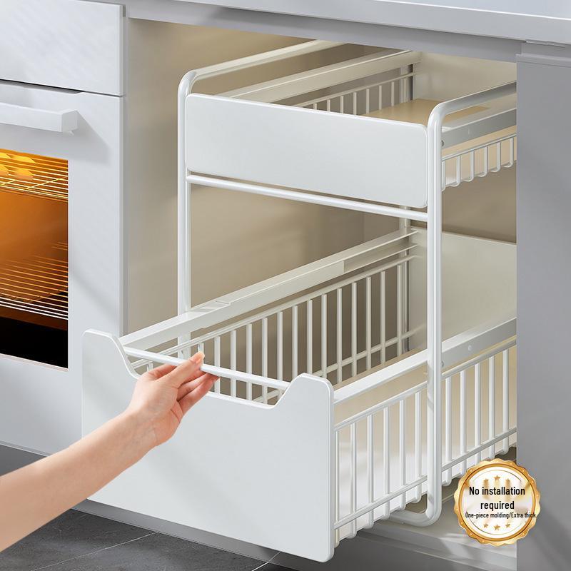 Estante para Fregadero de Cocina Multifuncional con Cestas Extraíbles y Almacenamiento para Especias