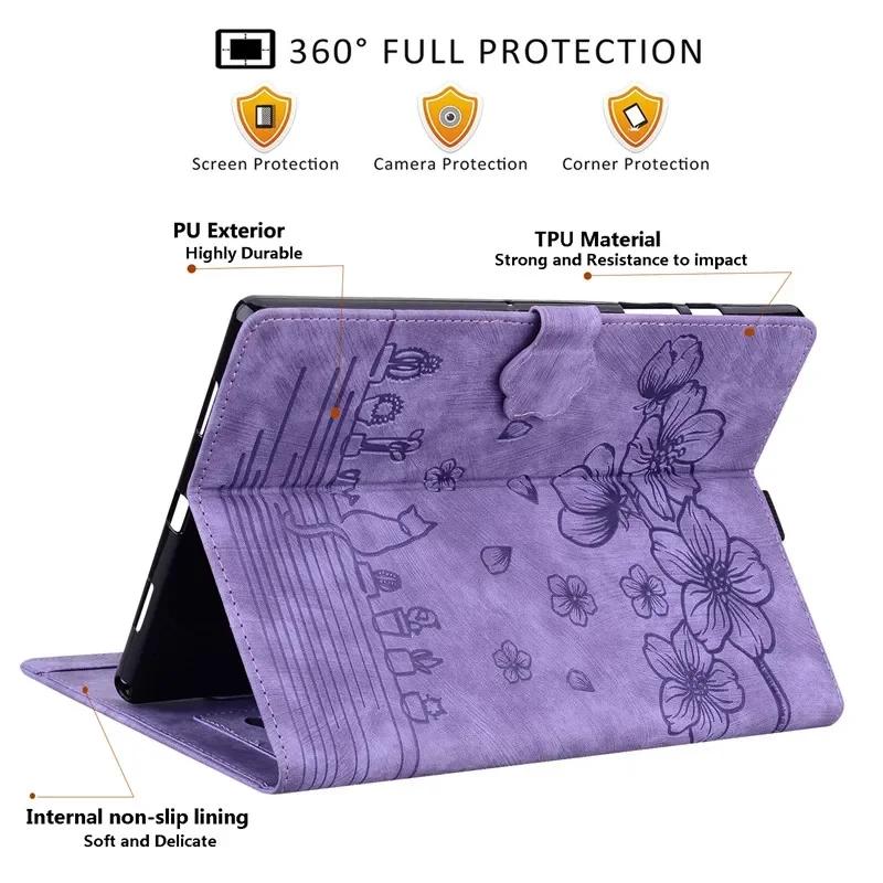 For Xiaomi Redmi Pad SE 4G 8.7 Inch 2024 Case Leather Wallet Cards Stand Tablet Cover for Redmi Pad SE Flowe Cats Back TPU Case