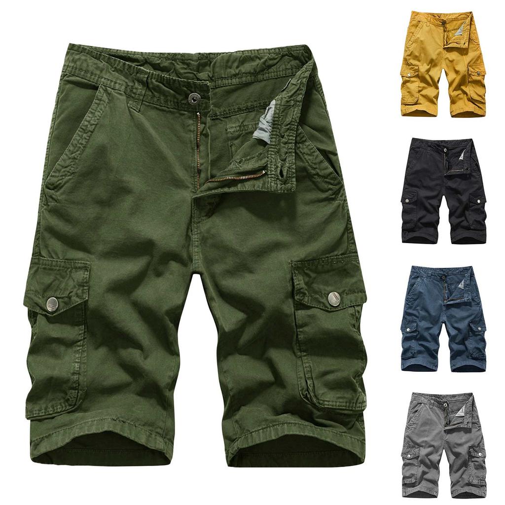 Men's Casual Color Outdoors Pocket Beach Work Trouser Cargo Shorts Pant