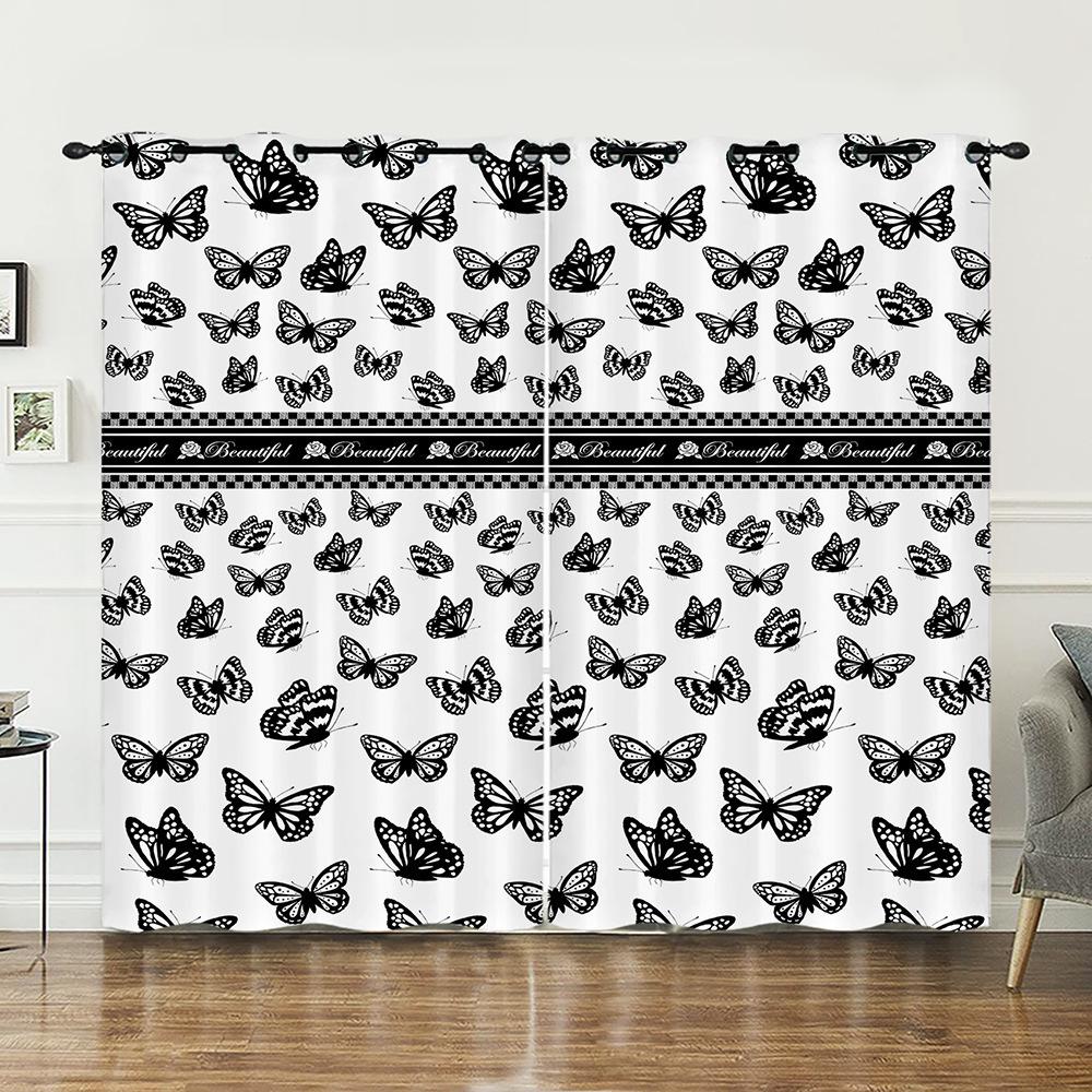 Curtains Butterfly Pattern Curtains Bedroom Living Room Universal Digital Printing Blackout Curtains