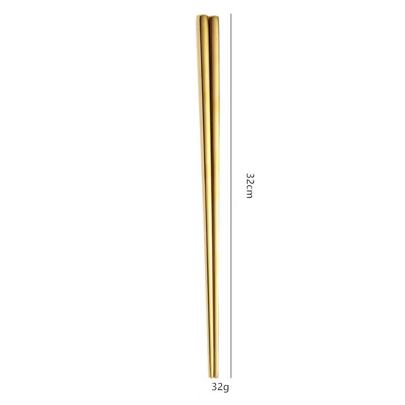 Square 23cm 304 stainless steel chopsticks, anti slip and heat-resistant hollow household chopsticks, sushi chopsticks