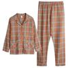 Pigiama in Cotone da Donna Primavera e Autunno Manica Lunga Indumento Esterno Servizio Casalingo Coreano Completo Camicia e Pantaloni a Manica Lunga