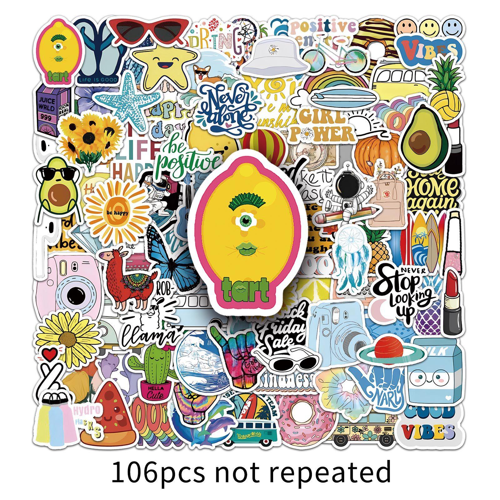 

106 Маленьких Свежих Граффити Наклеек Персонализированные Креативные Декоративные Наклейки для Водной Чашки, Чехла для Мобильного Телефона, Чемодана