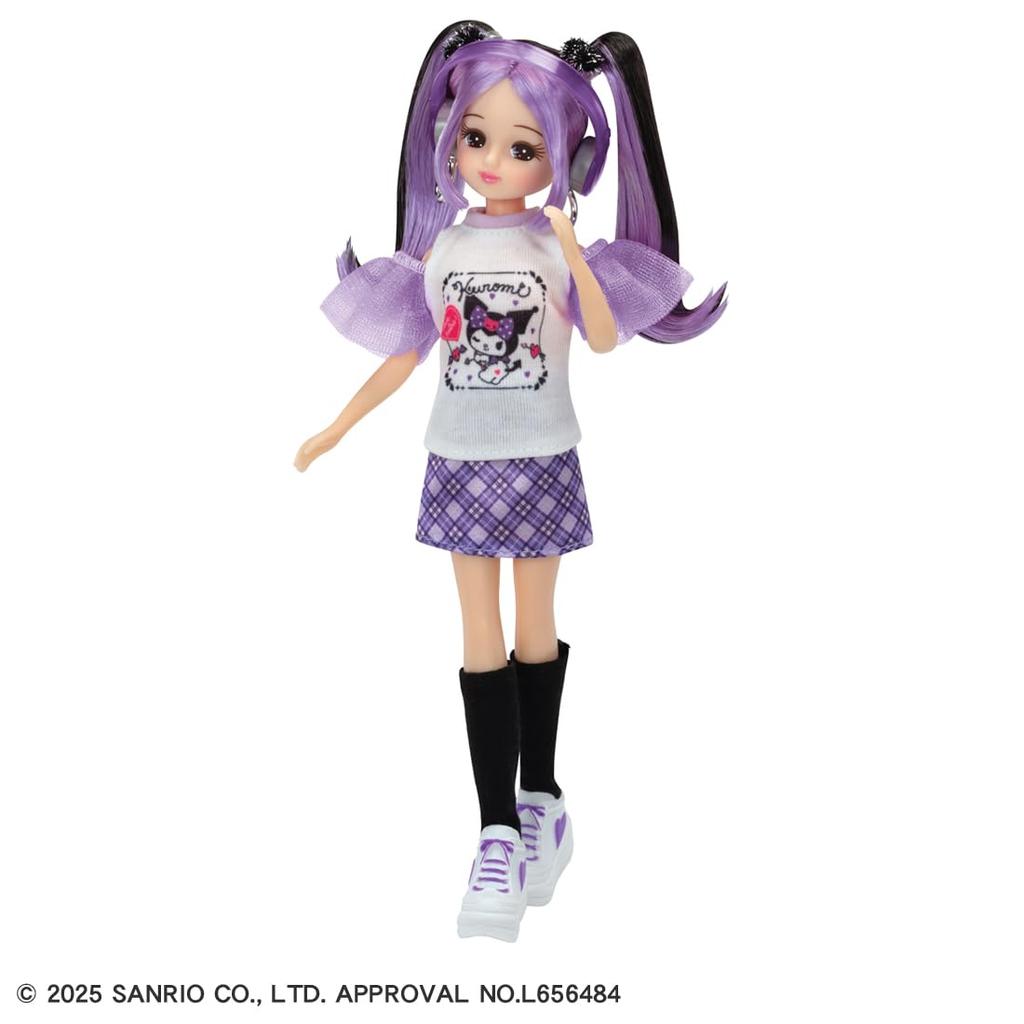 TAKARA TOMY Cooles DX Casual Lila Kleid Rollenspielzeug für Kinder ab 3 Jahren Licca-chan Puppe, Kuromirika-chan & Set, Anziehen