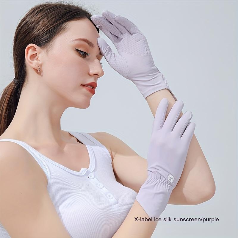 Sunscreen Gloves for Women, Ice Silk, Summer UV Protection, Outdoor Thin Design, Cycling, Driving, Anti Slip