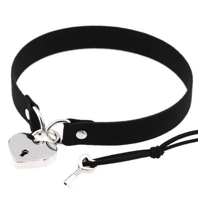 Metallschloss Herz Choker Halsband für Frauen Schwarz Cosplay Halskette Paargeschenk Hals Goth Schmuck Mode Gothic Accessoires