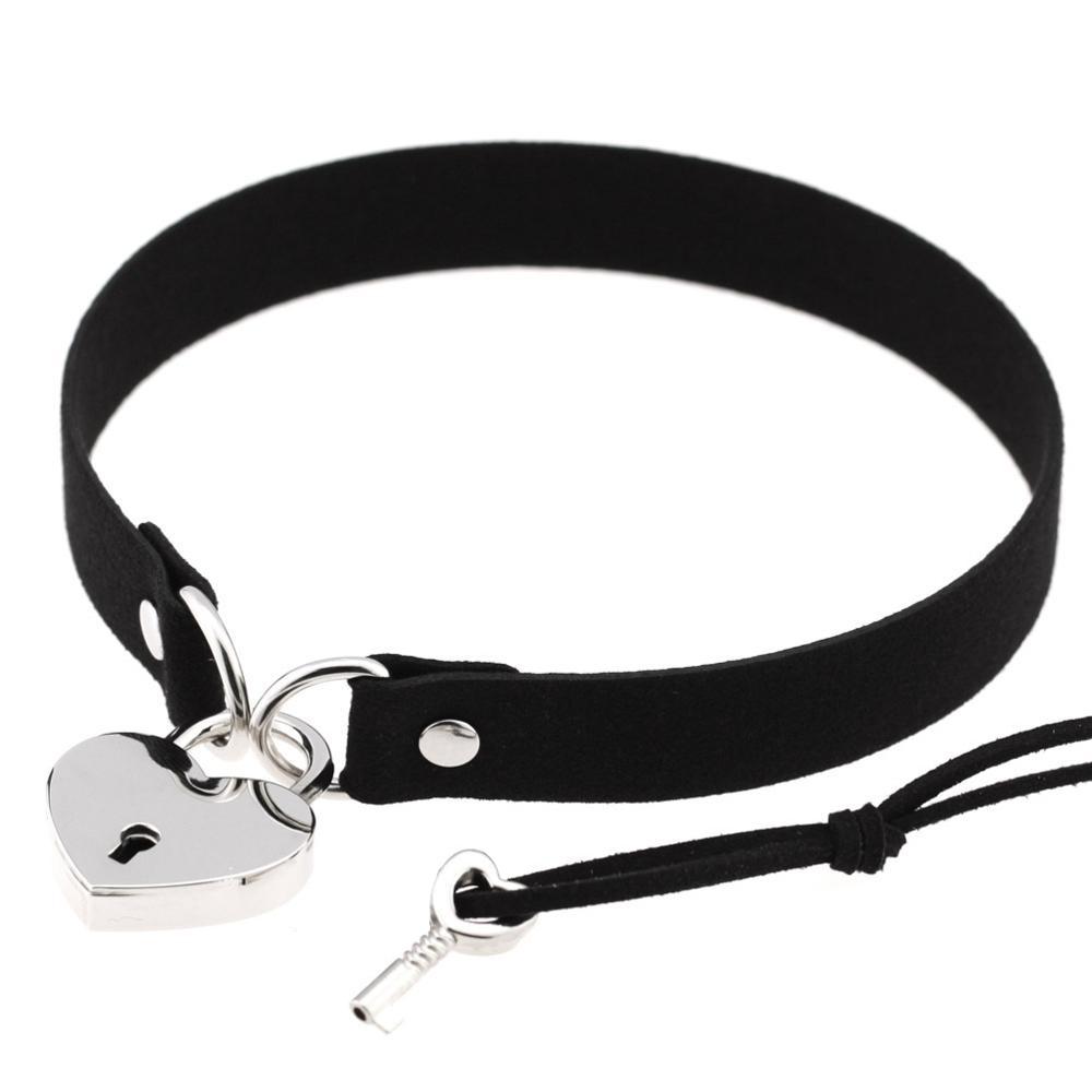 Metal Lock Heart Choker Collar For Women Black Cosplay Necklace Couple Gift Neck Goth Jewelry Fashion Gothic Accessiores