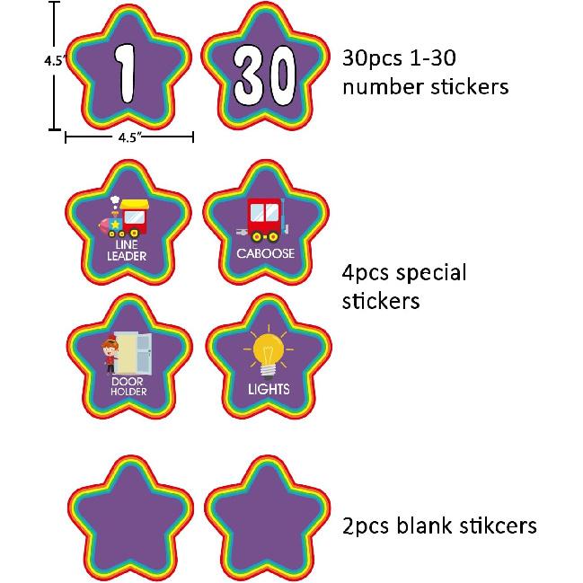 WaaHome Line Up Spots for Classroom Floor - Floor Number Stickers 1-30 for Classroom Lining 4" Removable Vinyl Line Up Stickers Dots Decals for