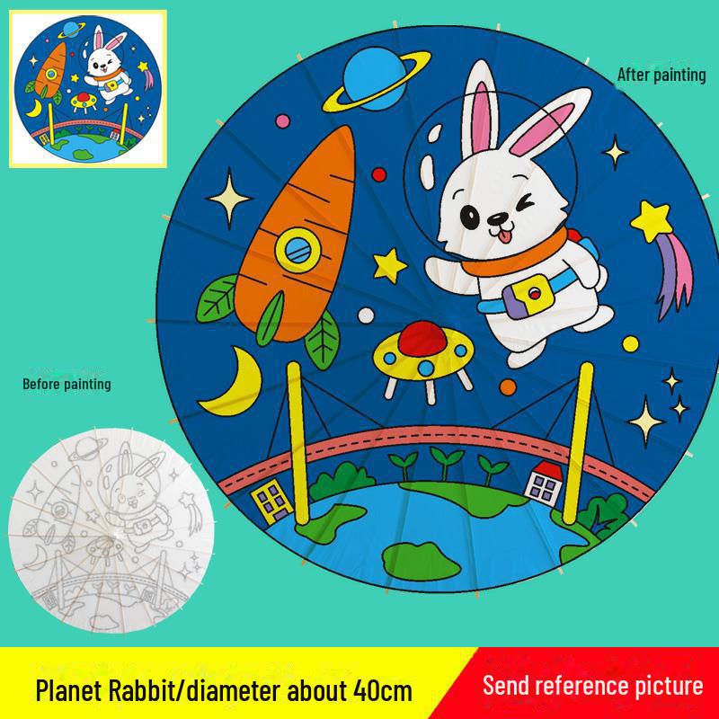 DIY Handbemaltes Weißes Ölpapier Schirm-Set für Kinder - Bastelprojekt im antiken Stil für den Kindergarten