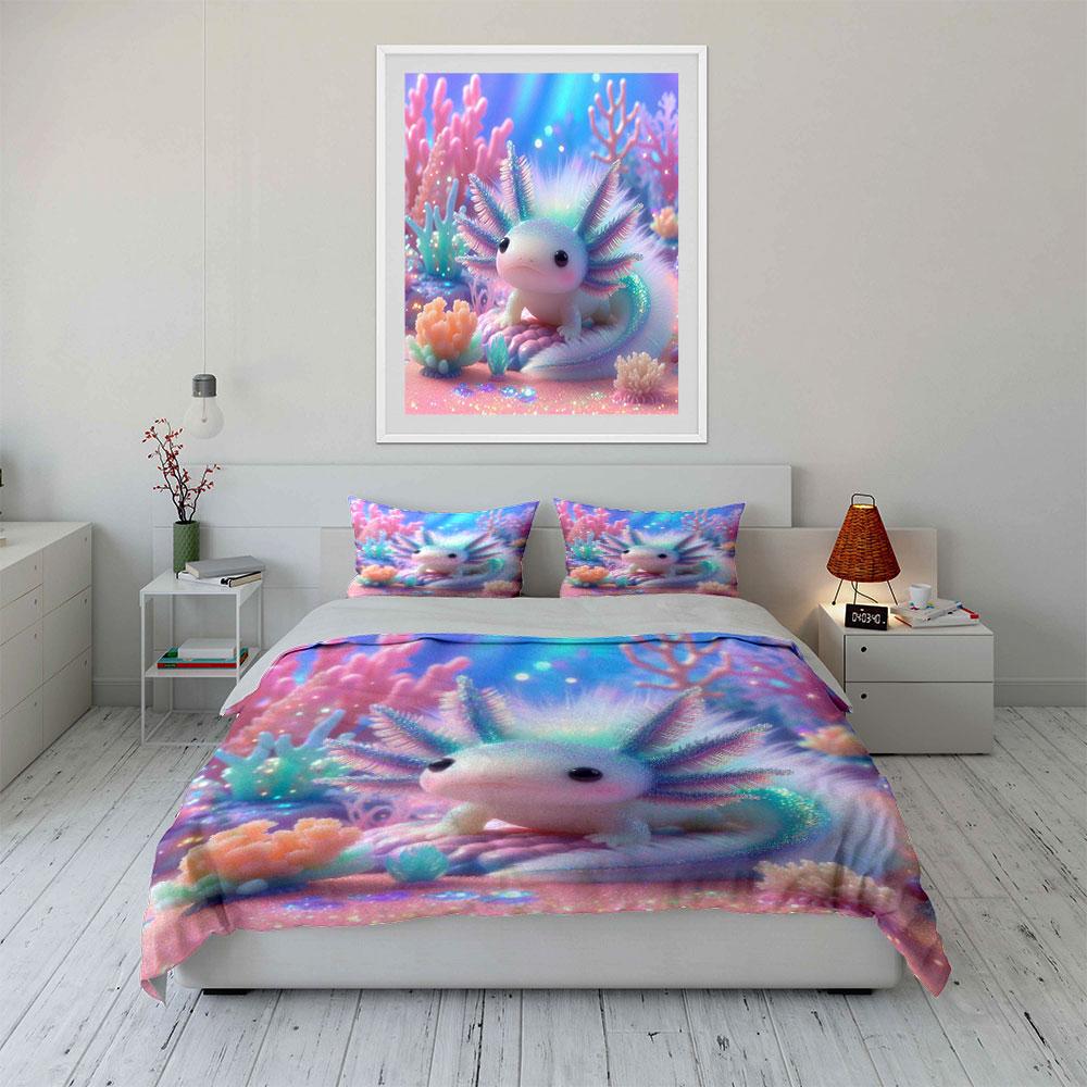 Underwater Dream Salamander Duvet Cover Set With 3D Printing Design Soft Polyester Bedding Set All-Season Comfort For Gifts