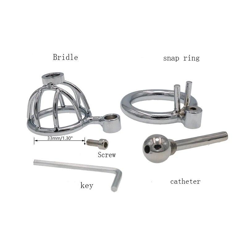 Men's Chastity Lock Metal Penis Cage with Catheter Gay Adult Sex Toys for Outdoor Wear Penis Restraints Cuckold Cock Ring