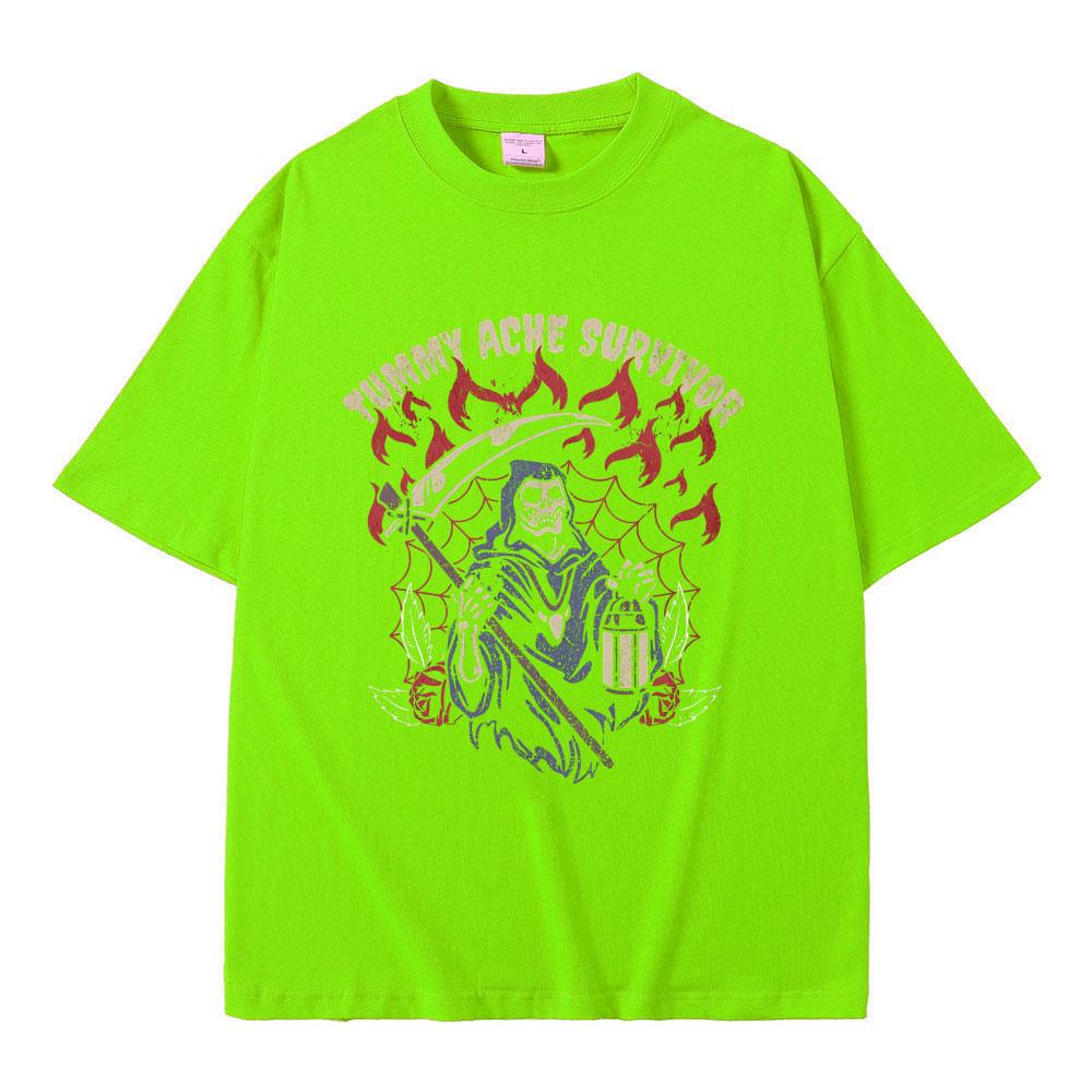 

Футболка с мемом Выживший при боли в животе Унисекс Модная Повседневная Оверсайз Футболка с круглым вырезом Унисекс Унисекс Смешная Футболка с коротким рукавом с скелетом 3XL