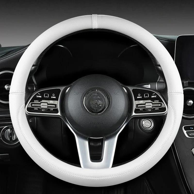 New car steering wheel cover breathable and anti-slip car decoration 37-38 cm steering wheel cover accessory beige